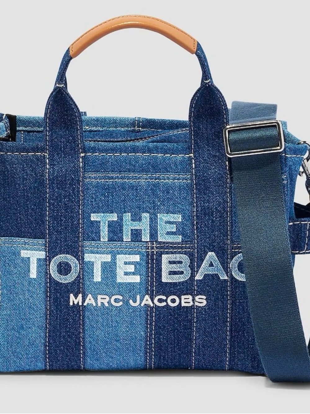 💙Authentic Marc Jacobs The Tote Bag- Denim Blue with Leather Tan Handle and stra - Picture 2 of 7